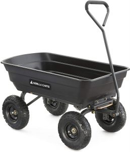 Read more about the article $69.98 @ Amazon Gorilla Carts GOR4PS Poly Garden Dump Cart with Steel Frame and 10-in. Pneumatic Tires, 600-Pound Capacity, Black