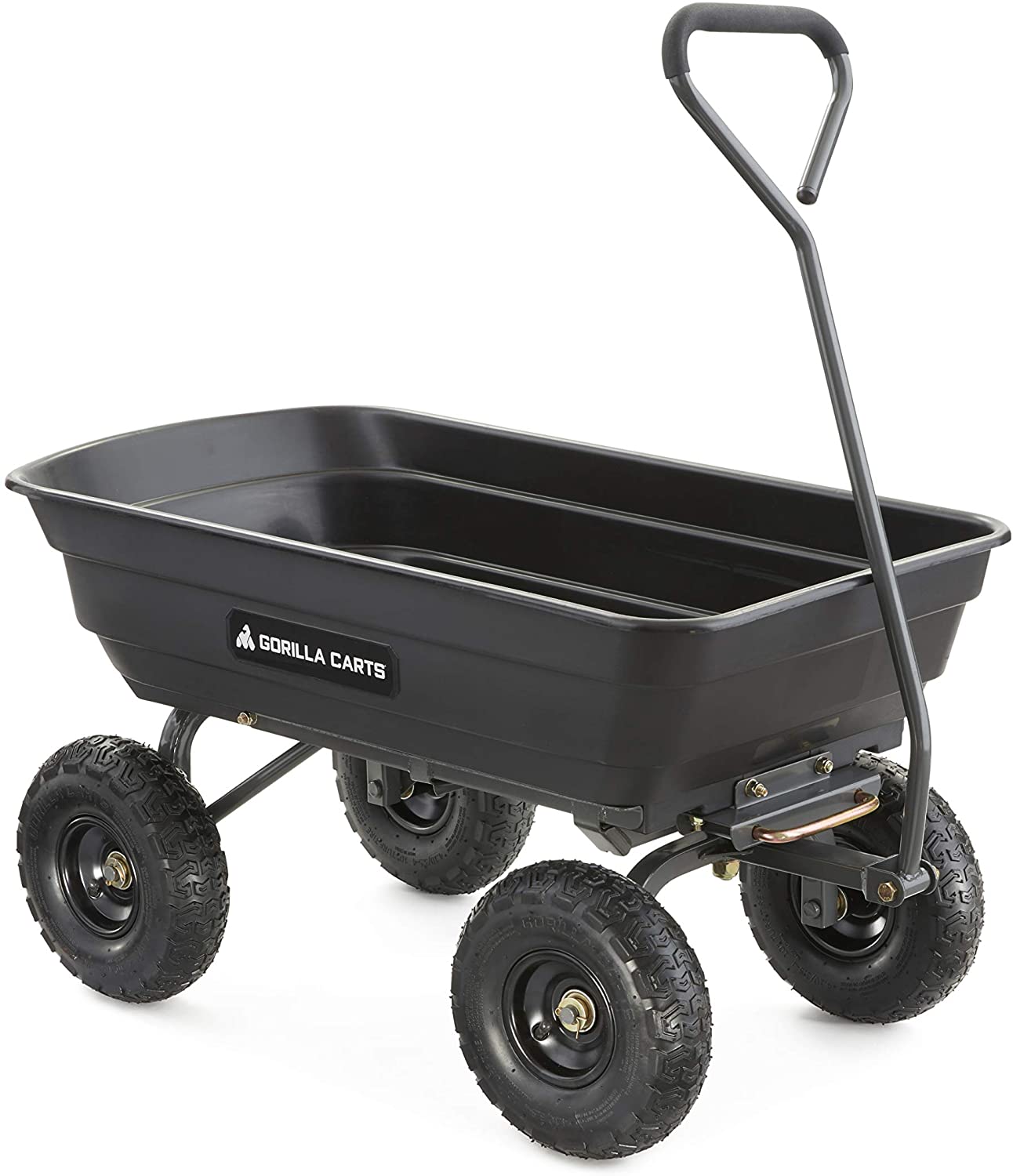 You are currently viewing $69.98 @ Amazon Gorilla Carts GOR4PS Poly Garden Dump Cart with Steel Frame and 10-in. Pneumatic Tires, 600-Pound Capacity, Black