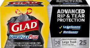 Read more about the article $11.16 @ Amazon Two boxes of Glad ForceFlexPlus Black Large Drawstring Trash Bags, 30 Gal, 25 Ct (Package May Vary)